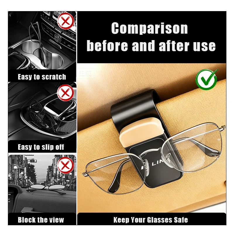 Car Stainless Steel Card Ticket Holder Sun Visor Glasses Clip For Hyundai N Line i20 i30 Sonata Tucson Azera Elantra Veloster