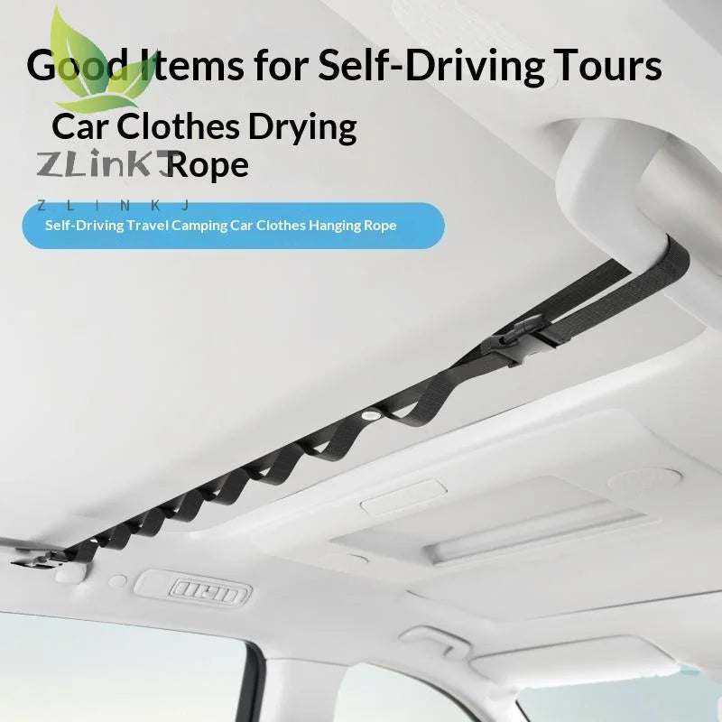 Car Clothes Drying Rope Scratch Proof Multifunctional Hanging Hanger for Vehicle Rear Seats Road Trip Family Travel
