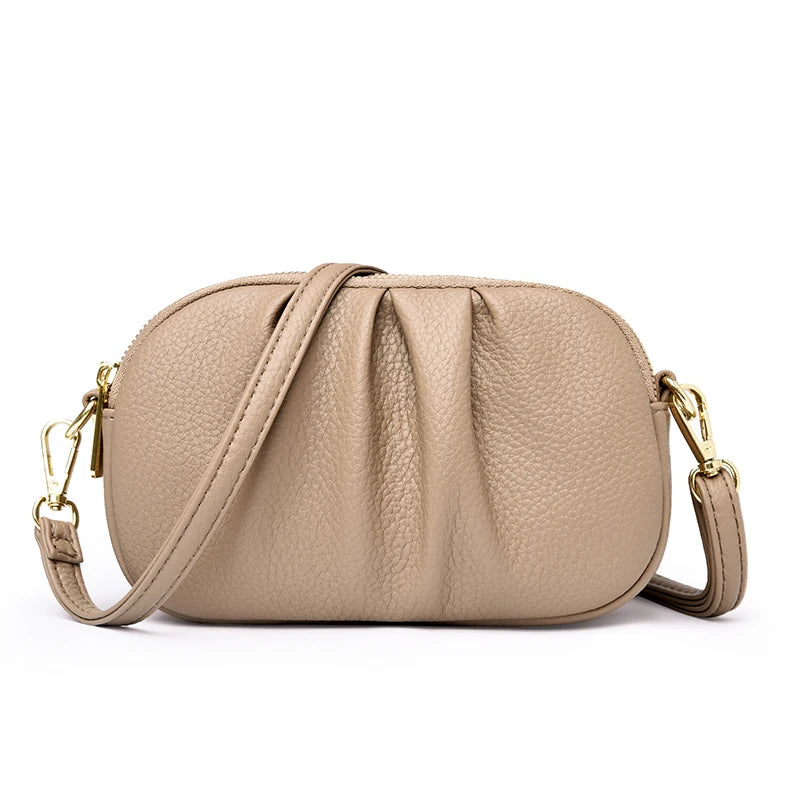 Women's New Style Pleated Crossbody Bag Three Layer Zipper Large Capacity Fashionable Versatile Casual Premium Top Shoulder Bag