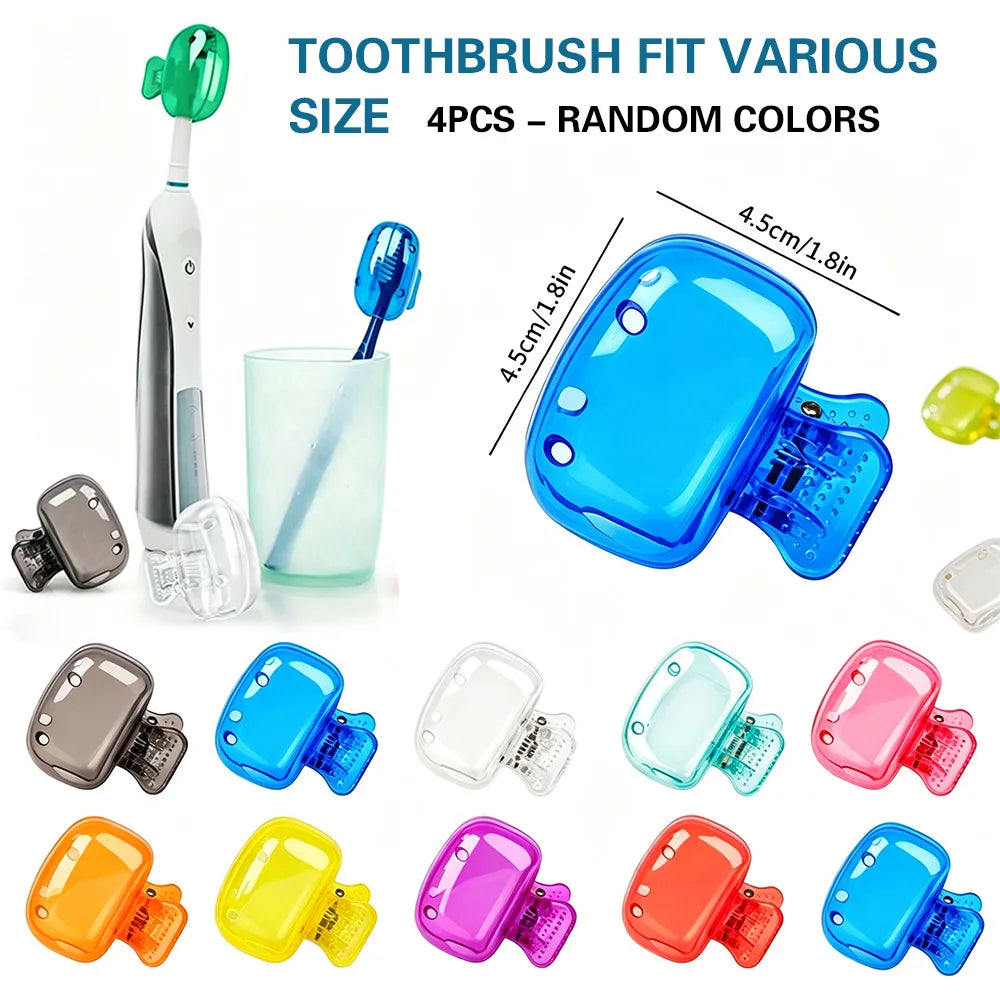 4-pack high-quality toothbrush head protective cover, available in multiple colors - portable odor free travel storage box and p