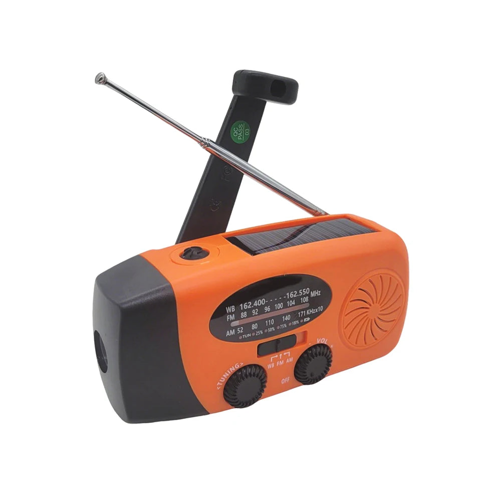 Multi-Functional Hand-cranked Power Generator Radio Solar Flashlight Outdoor Combat Disaster Prevention FM AM WB NOAA Power Bank