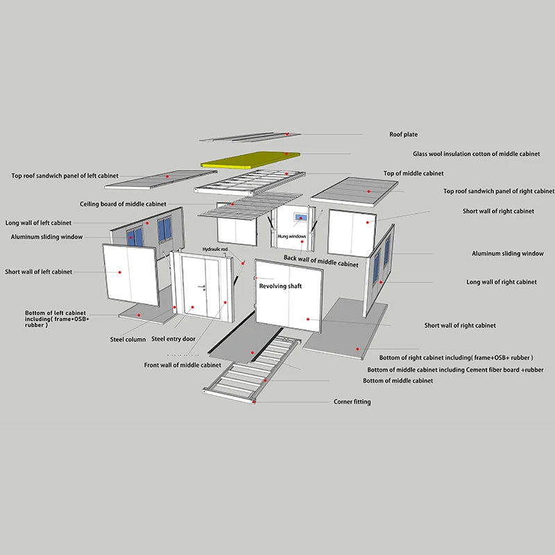 Hot Sale Double Wing Portable Home Sexpandable 10ft 20ft 30ft 40ft Container Houses Or Office Bedroom Bathroom Kitchen