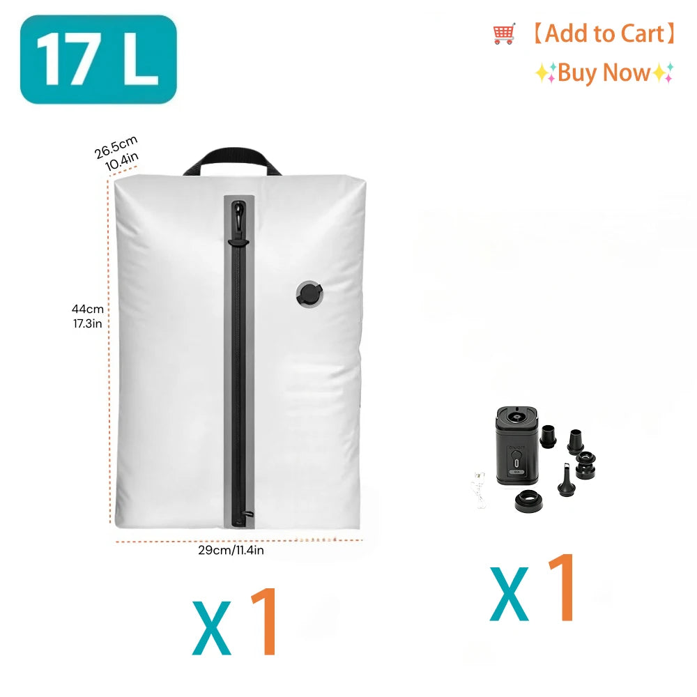 Clothes Storage Bag 17L TPU USB Electric Pump Portable Travel Essentials Luggage Compression Organizer Vacuum Black White Red