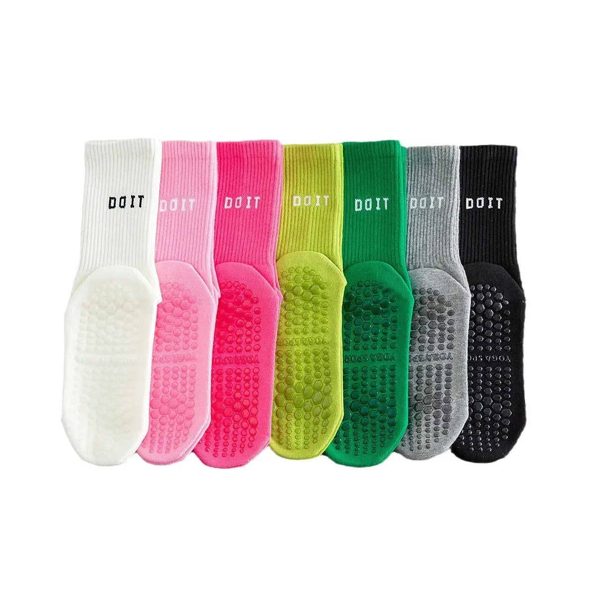 3Pairs Yoga Socks for Women Cotton Solid Mid Calf Pilates Socks Simple Sports Dance Fitness Training Cushion Socks