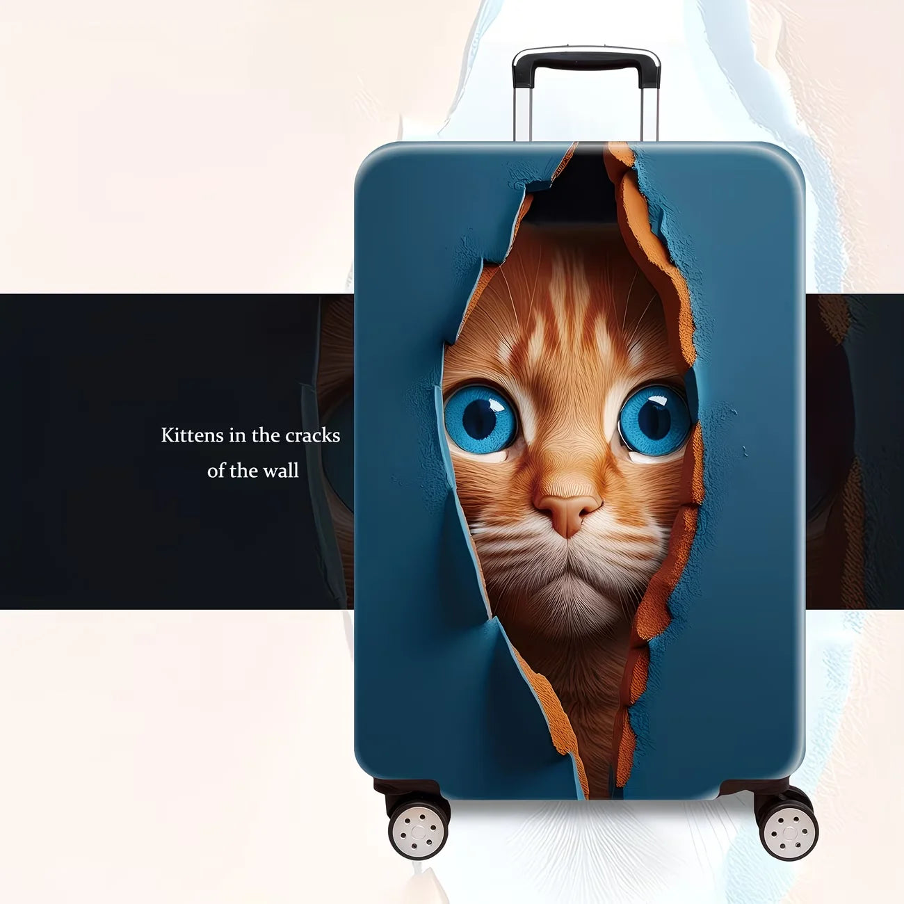 Naughty Kitten  Luggage Cover, High Stretch Elastic Anti-Scratch Dustproof Suitcase Protector for 20-32 Inch Travel Luggage