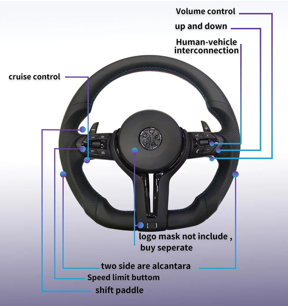 For BMW F30 F20 F48 M3 F80 F25 E90 E87 X5 E70 F01 F10 Steering Wheel Black Perforated Leather Sport Upgrade Modify Accessories