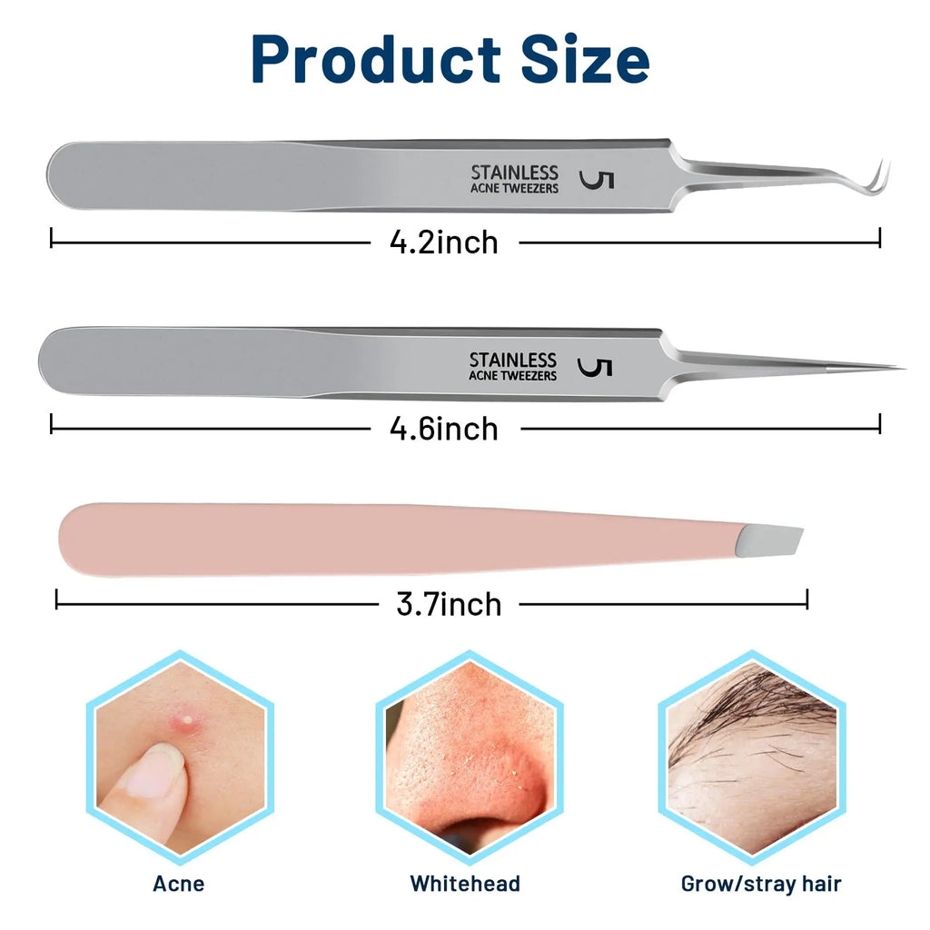 Blackhead Remover Tweezers,Ingrown Hair Tweezers, Precision Blackhead Pimple Extractor, Cell Clips Tweezers, Tweezers for Women