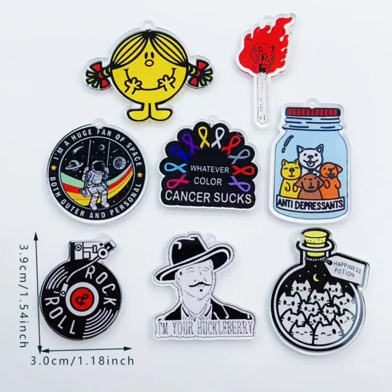 10pcs Halloween cartoon character charm creative acrylic pendant keychain necklace jewelry DIY ornaments hanging accessories