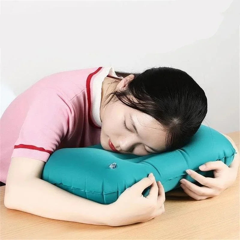 Portable Inflatable Car Airplane Travel Neck Pillow Lumbar Neck Inflatable Pillow Folding Press Pillow Home Office Neck Cushion
