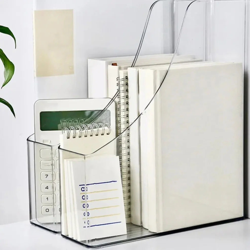 Acrylic A4 Storage Filing Box for Documents Plastic Paper File Organizer Vertical Magazine Rack Desk Folder Desktop Supplies