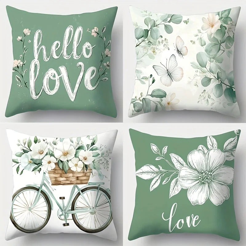 4-Piece Set These Cushion Covers Feature a Fresh and Sweet Style Combining Floral Patterns with Ext Insert Not Included