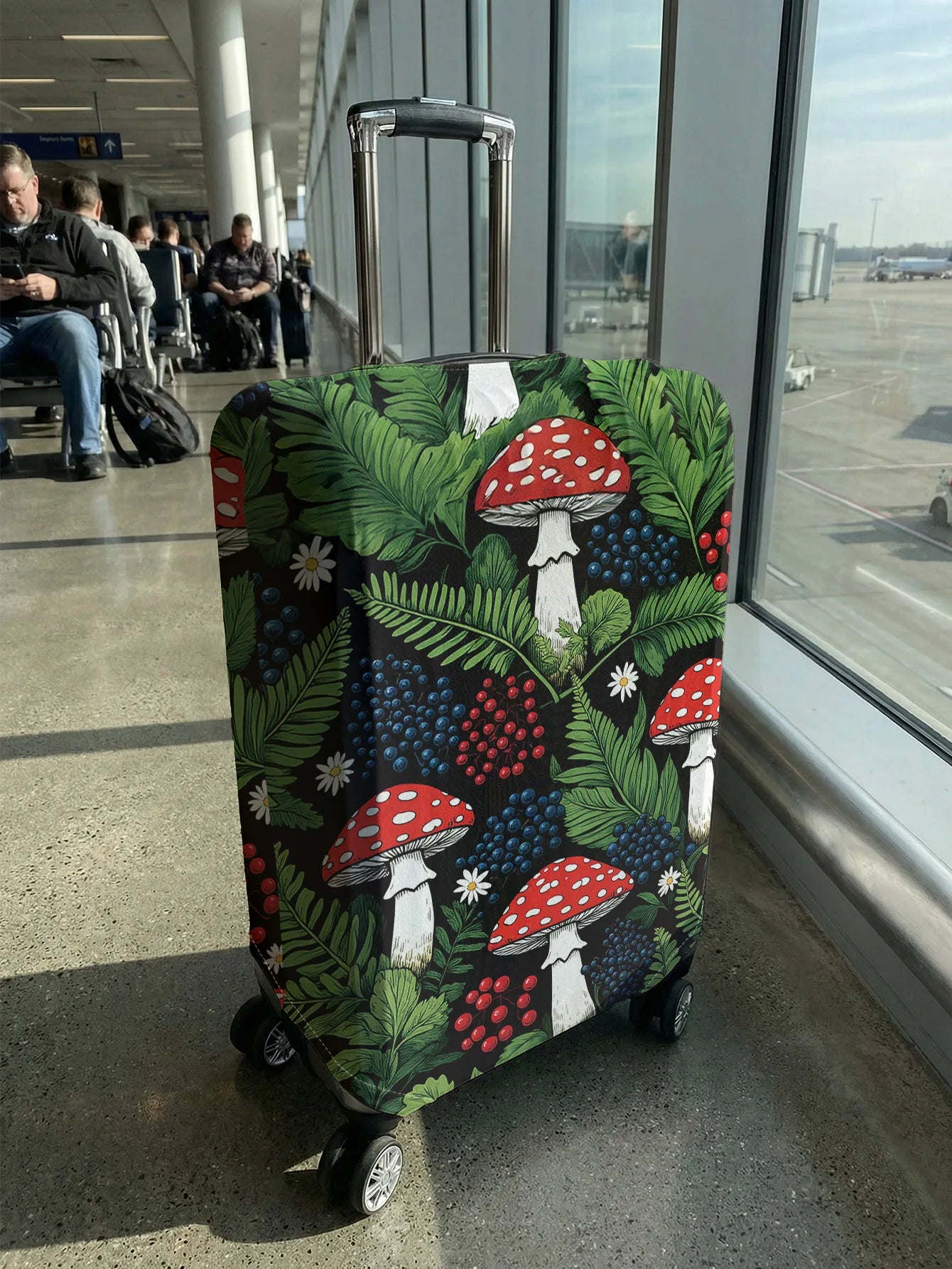 Mushroom print luggage protection cover, suitable for 18-32 inch luggage covers, luggage handle gloves, travel accessories