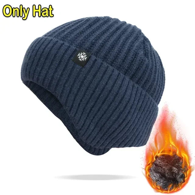 Middle Aged and Elderly Men's Winter Warm and Windproof Ear Protection Hat for The Elderly Winter Dad Grandpa Knitted Woolen Hat