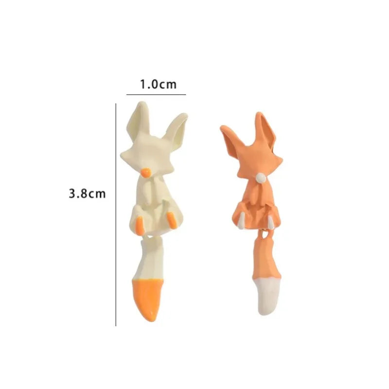 1pair Creative Fashion Cute Cartoon Fox Shape Asymmetric Earrings Trend Personality Earrings Female Ornaments