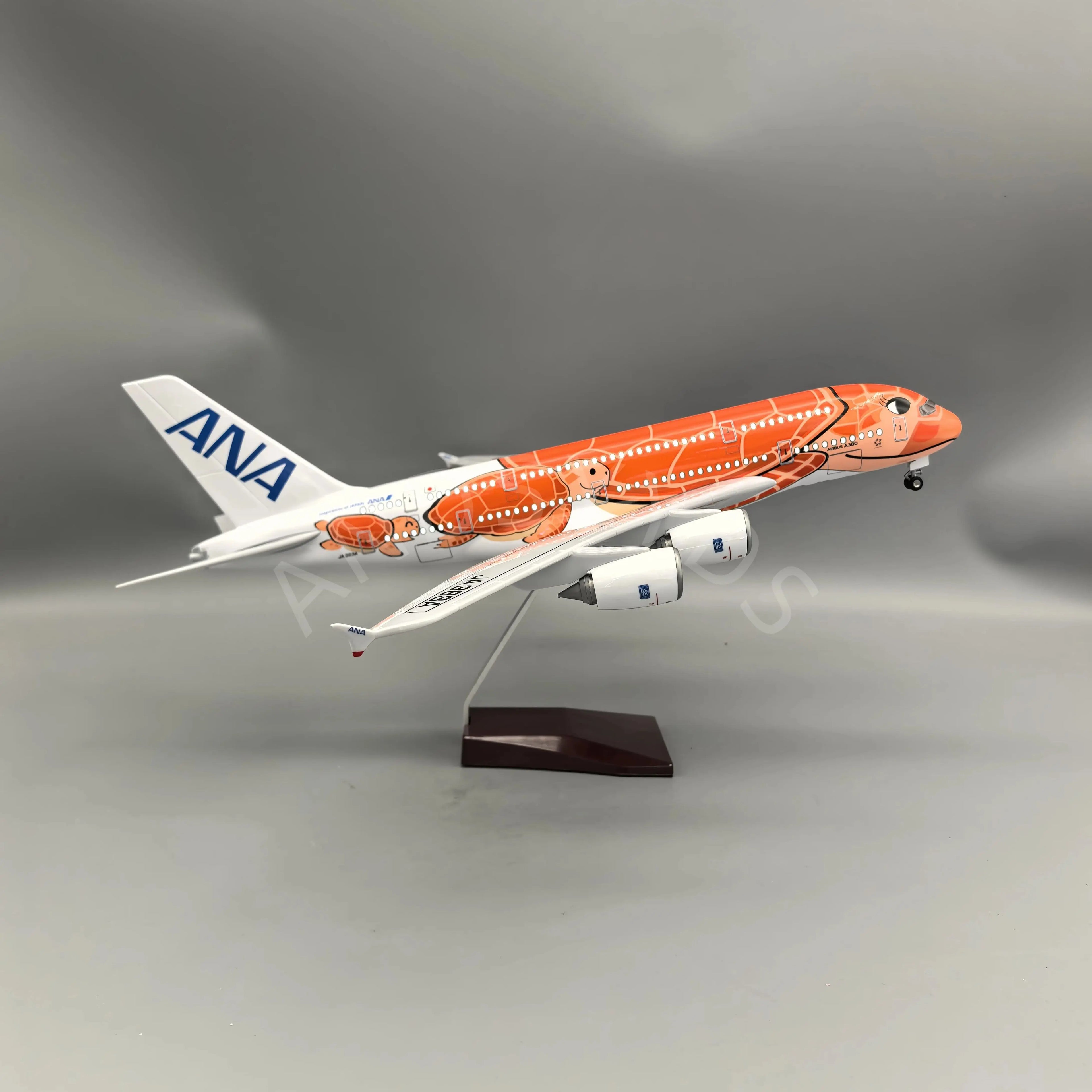 NEW 47CM A380 Orange Turtle Airplane Model boys toys Japan Air ANA A380 Aircraft Model adults fun for Displays Souvenir Gifts