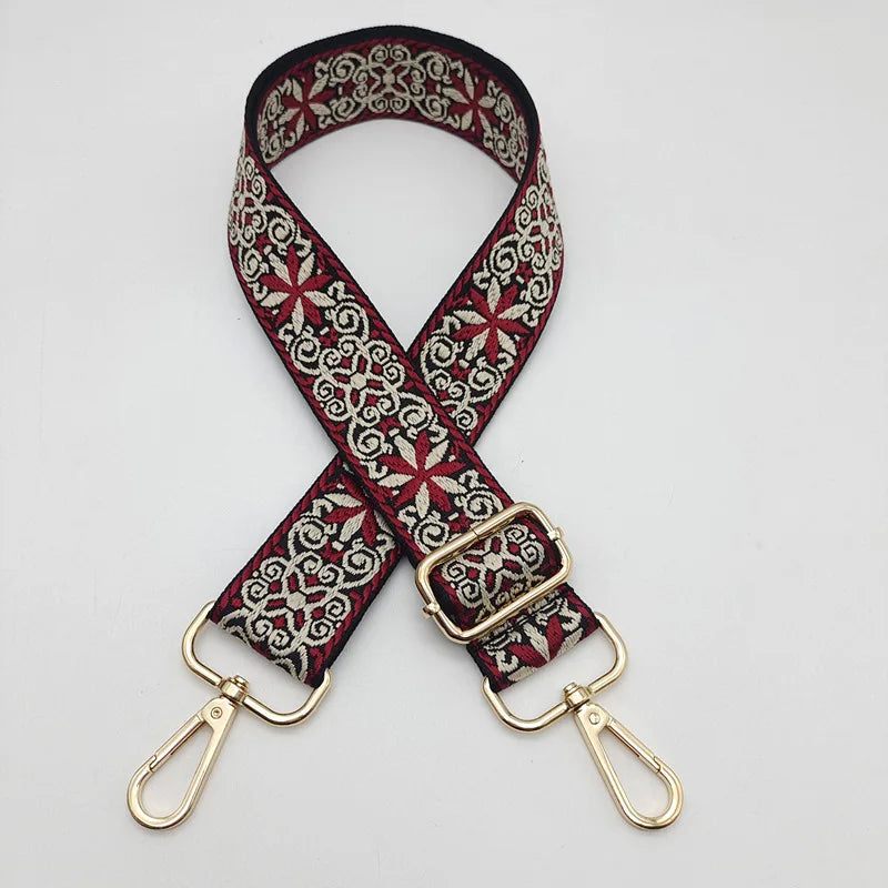 Ethnic Style Embroidered Messenger Single Shoulder Width Bag Strap Woven Long Shoulder Strap Adjustable Bag Replacement Strap