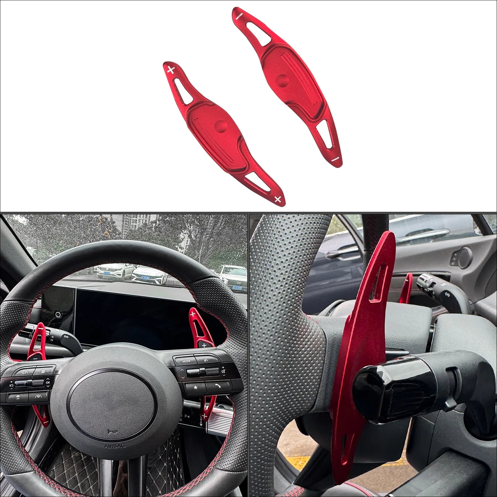 For Hyundai Kona 2024 Shift Paddles steering wheel Aluminum Alloy Shifter Extension Decorated Red Silver Interior