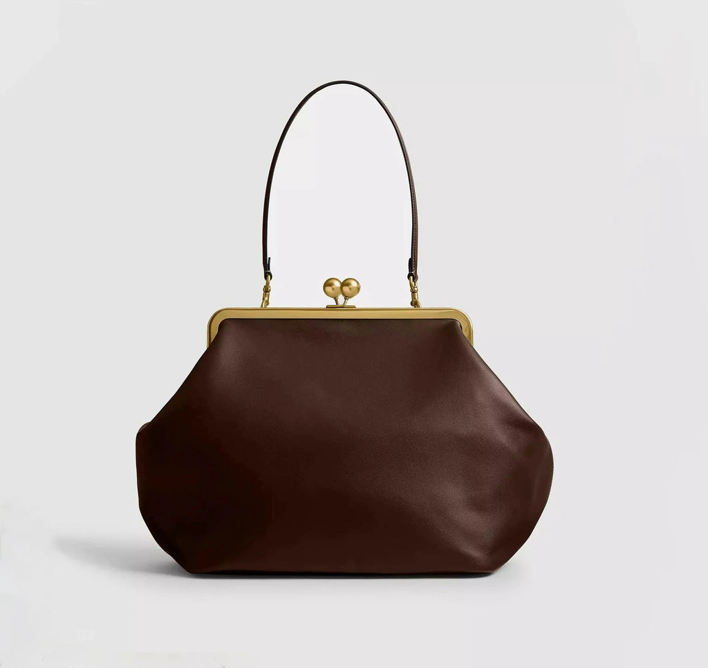 DONGSUO Women Kisslock Frame Bag Oversized Design Under-the-Arm Pouch Clutch Purse Evening Dinner Party Bag 2026 Shoulder Bag