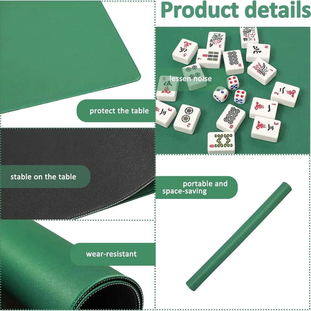 Mahjong Table Mat Rubber Anti Slip Game Mat and Noise Reducing Table Cover for Mahjong,Dominoes,Poker,Card,Board Games Table Mat