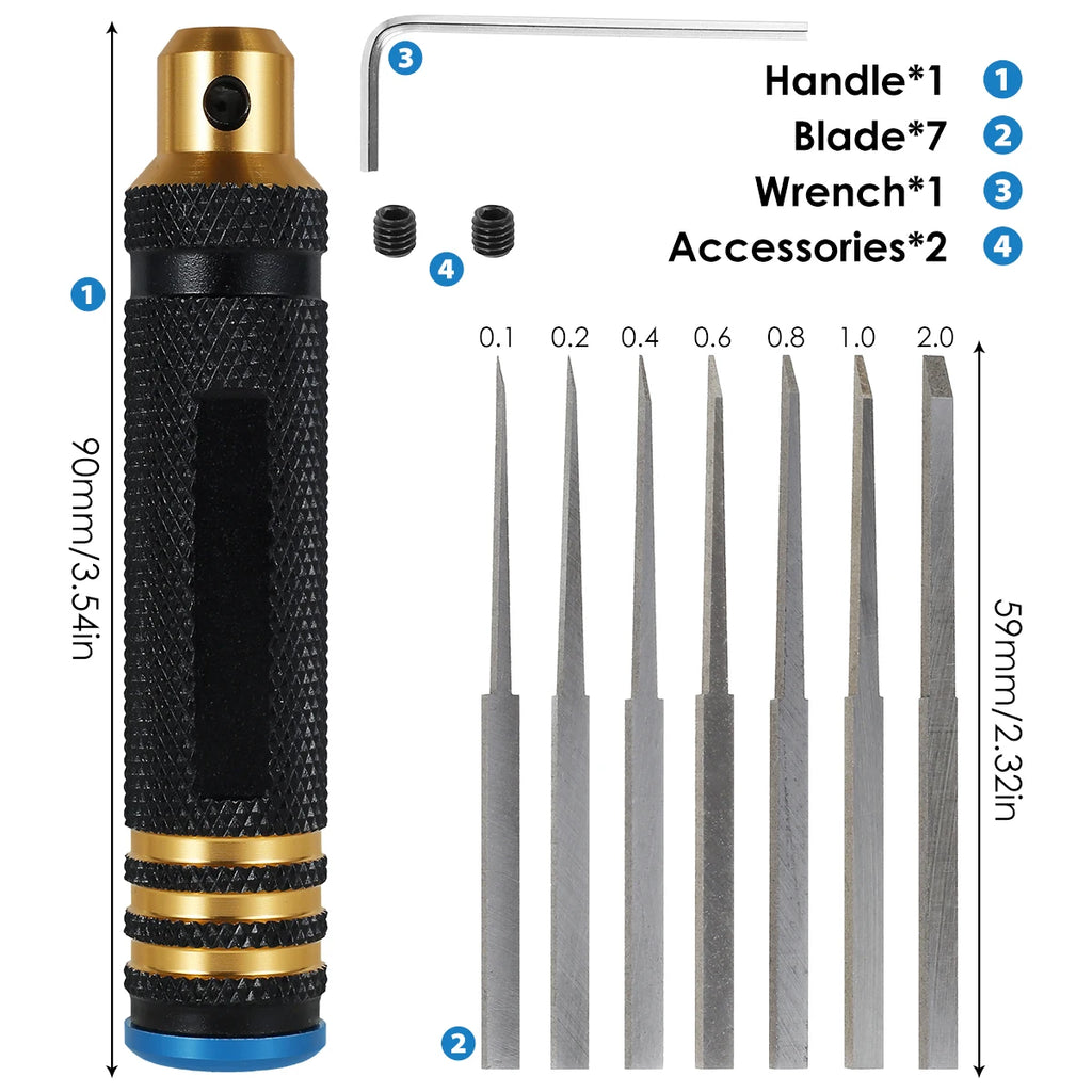 Model Chisel With Blades Gundam Resin Carved Scribe Line Hobby Cutting Tool Chisel 7 Blades Tools For RC Car / Drone Repairing
