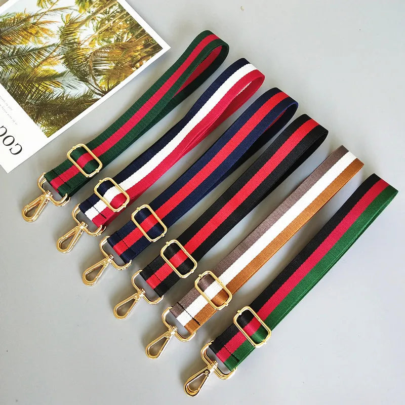 New Shoulder Strap Bag Accessories Colorful Versatile Single Shoulder Oblique Span Extended Wide Bag Adjustable Striped Webbing