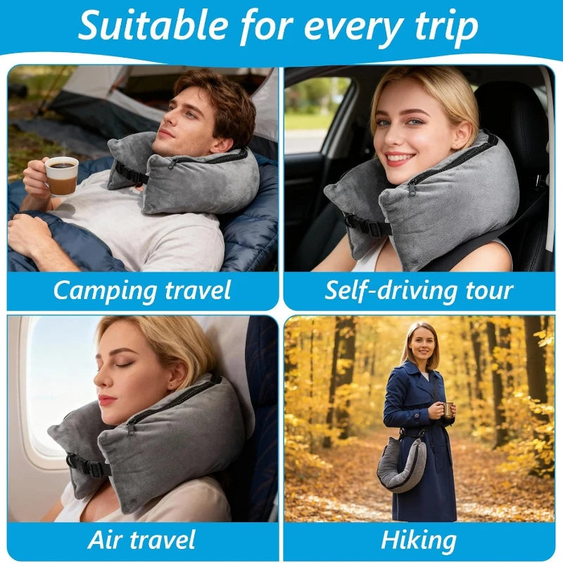 Stuffable Neck Pillow for Travel, Stuffable Pillow Neck Pillows for Extra Luggage, Fits 3+ Days of Travel Essentials