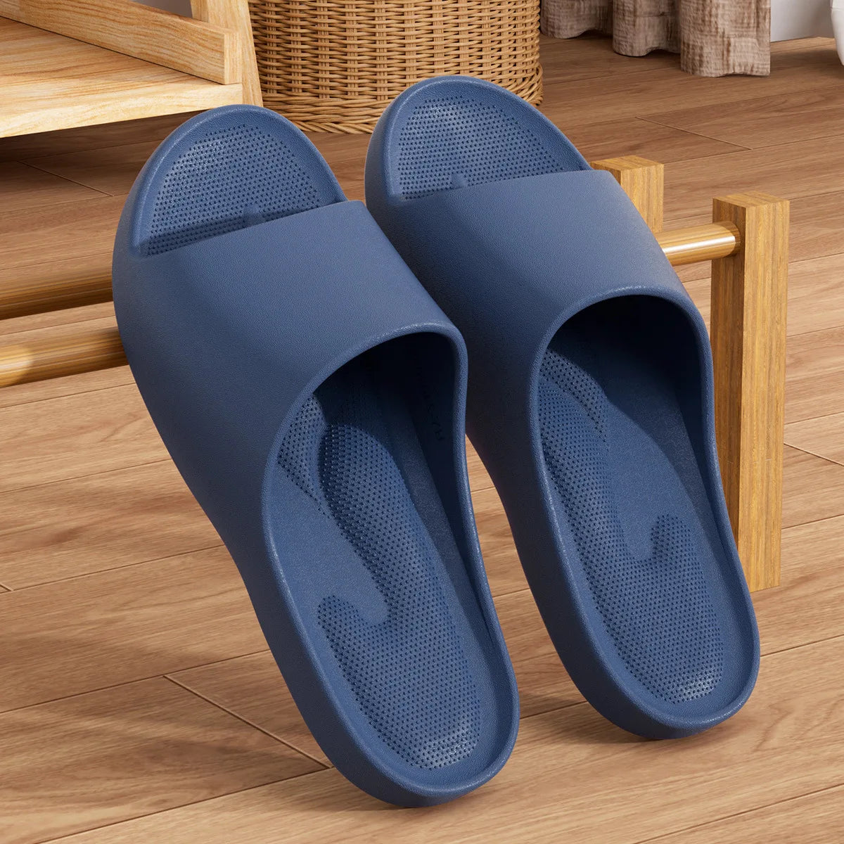 Couple Home Slippers Soft EVA Non-Slip Slides Lightweight Breathable Indoor Bathroom Shoes, Anti-Slip Platform For Men Women