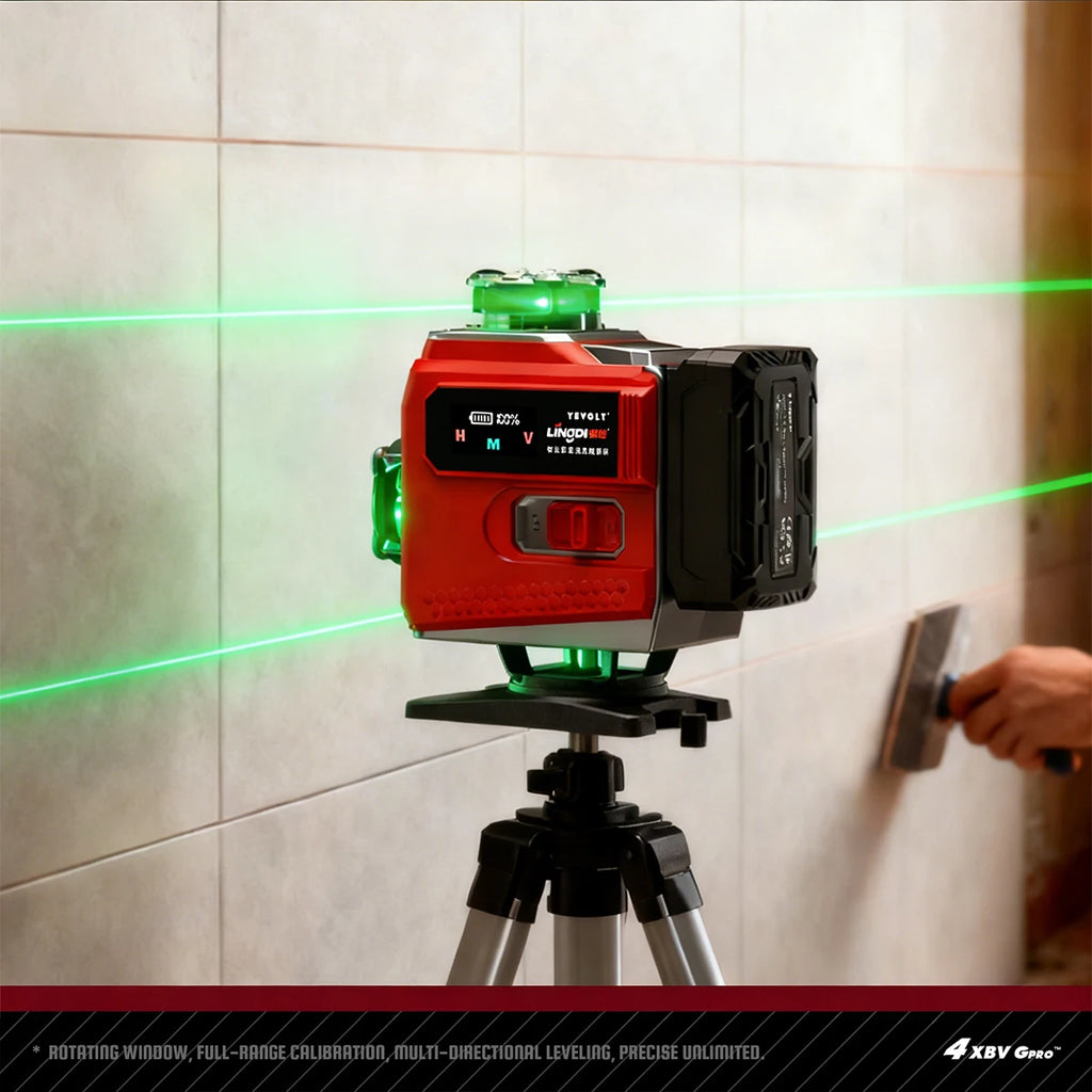 YEVOLT YVGLL4LD16 16 Lines 4-Plane Green Laser Level Self-Leveling Horizontal & Vertical Tool Remote Control