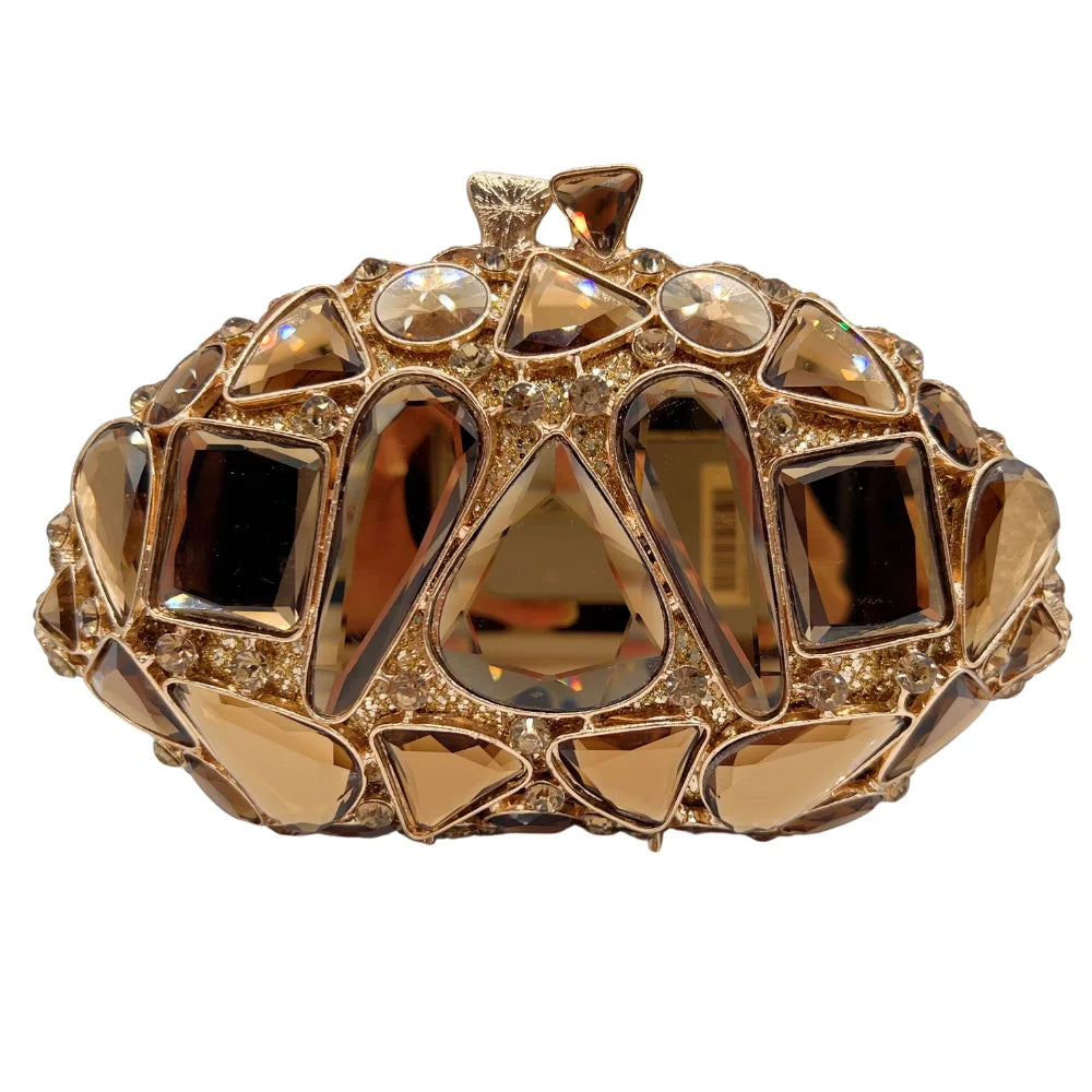 Crystal Clear Glass Fan Clutch, Translucent Sculptural Evening Bag for Editorial & Red Carpet, Art Glass