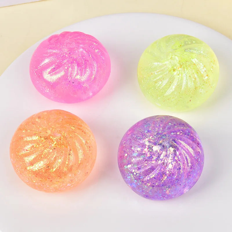 Hot 2026 Decompression toy glitter colored bun shaped venting ball, dumping bun squeezing decompression ball