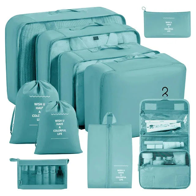 11Pcs Travel Packing Cubes Set Waterproof Luggage Organizer Drawstring Storage Bags for Clothes Shoes Underwear Cosmetic