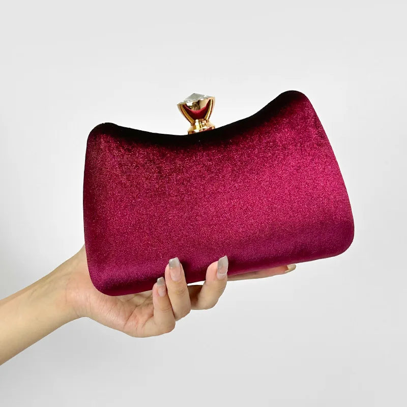 New in Elegant Suede Handbag for Woman Fomal Party Wearing Evening Bags Retro Top-handle Dark Green Clutch with Crossbody Chain