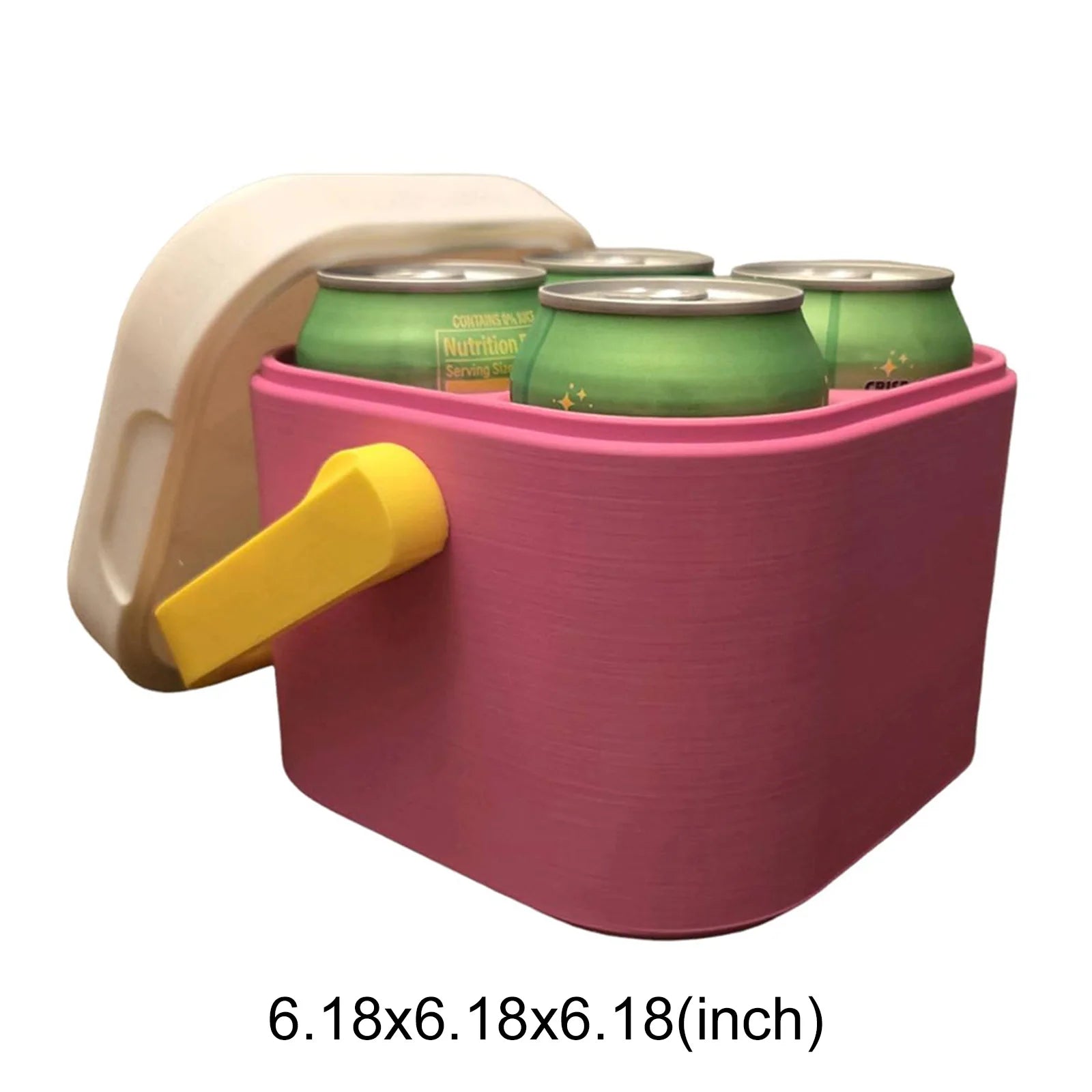 4 Can Drink Cooler Leak-proof Portable Beverage Box with Lid and Handle Lightweight Fridge for Beach Outdoor Road Travel Party