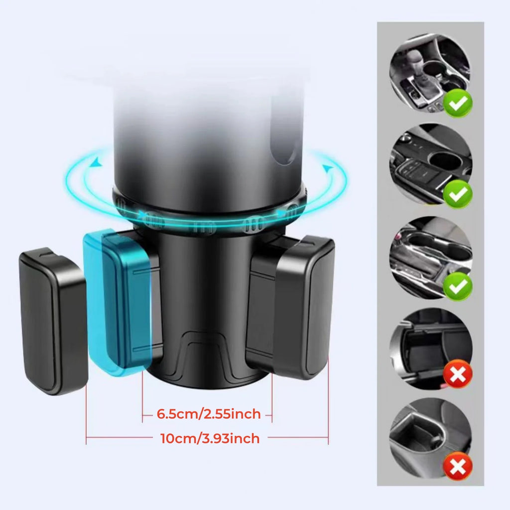 Car Cup Holder Tray with Rotating Expandable Tray - Convenient for Takeout, Keys, Phone - Perfect for Quick Meals On-the-Go