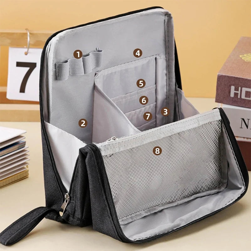 Multipurpose Large Capacity Oxford Cloth Vertical Cosmetic Bag,Travel Cosmetic Storage Bag,Portable,Waterproof,With compartments
