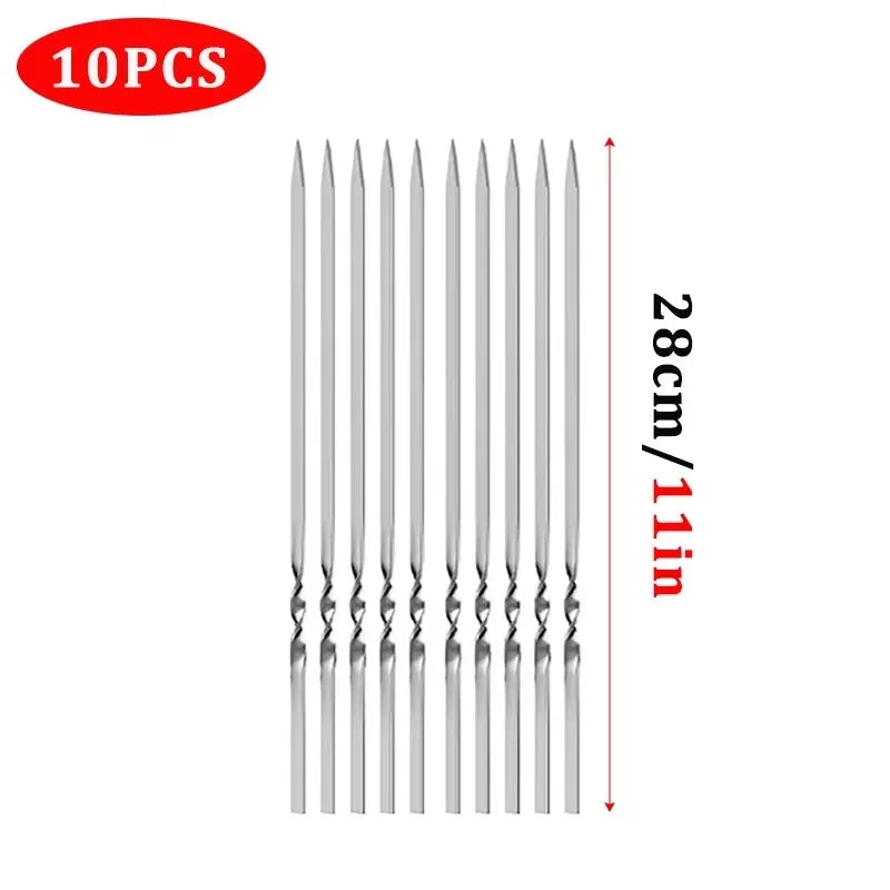 10/20/50Pcs Stainless Steel Barbecue Skewers, Reusable BBQ Kebab Skewers for Outdoor Camping, Picnic Tools, Cooking Tools
