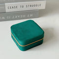 Portable Mini Velvet Travel Jewelry Box,Compact Zippered Organizer with Mirror for Rings Earrings On-the-go,Velvet Jewelry Case