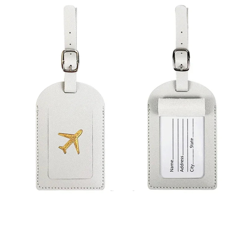 PU Leather Fashion Candy Dopamine Color Scheme Stamping Airplane with Signature Paper Aircraft Luggage Tag Baggage Tags