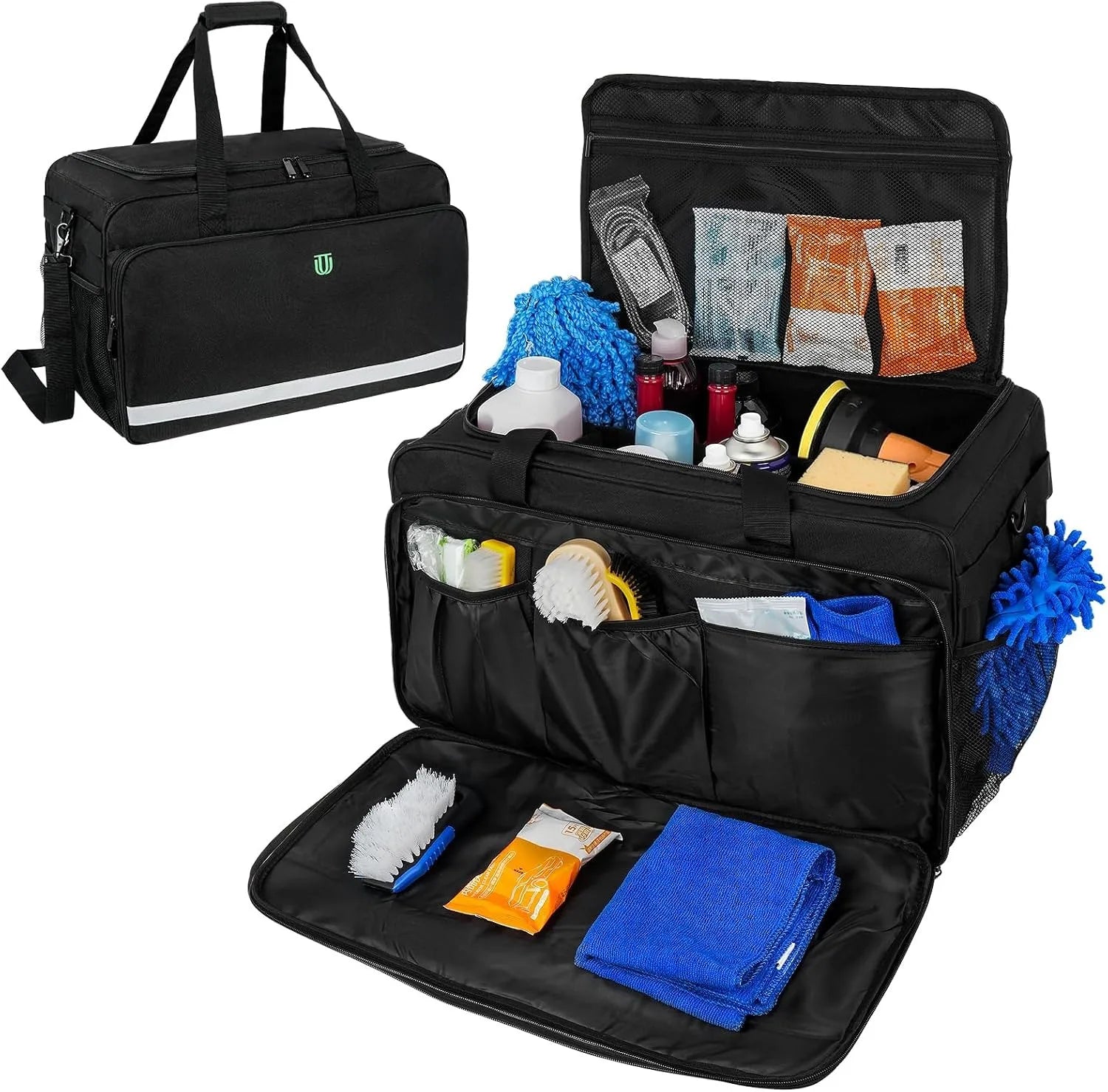 Large Car Detailing Bag, Cleaning Caddy for Auto Detailing Supplies, Car Cleaning Storage Trunk Organizer for Polisher and Vehic