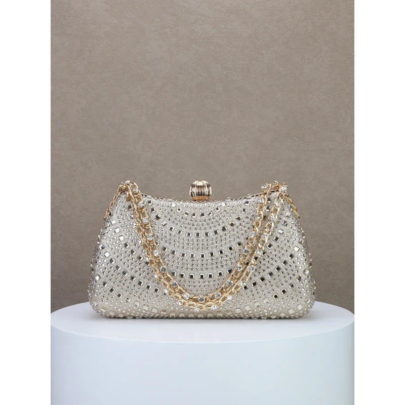2026New model full diamond sparkling bridal handbag, dress bag, evening bag, banquet bag, mother of the bride wedding bag
