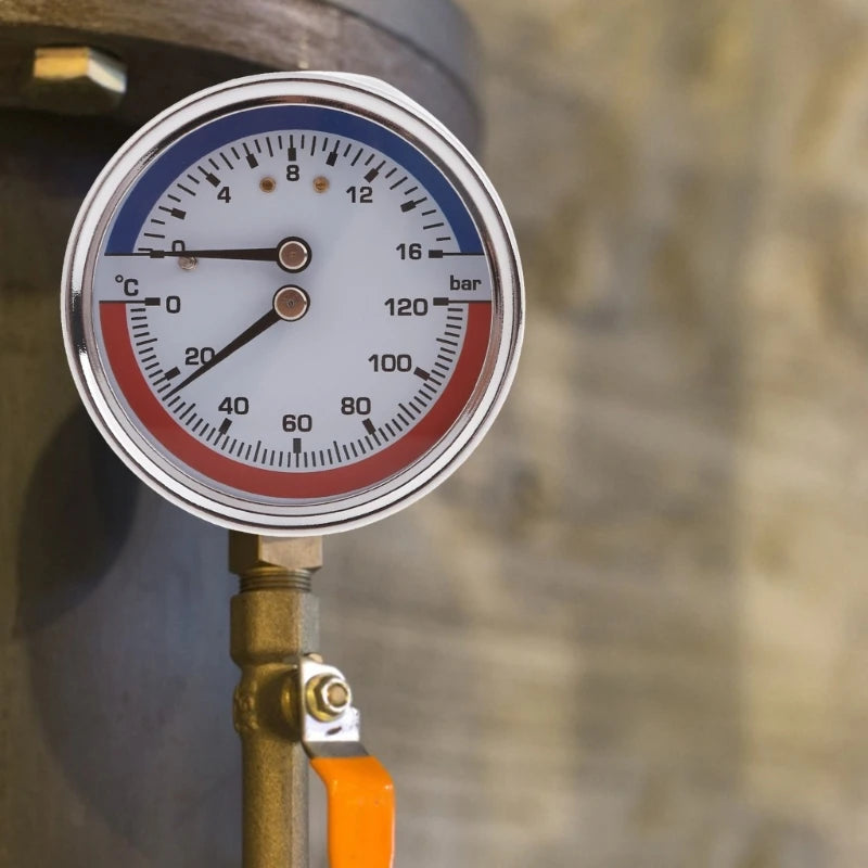 K1KA Thermal Pressure Gauge 0-16Bar 0-120℃ Stainless Thermo-manometer Boiler Temperature Pressure Gauge for Floor Heating