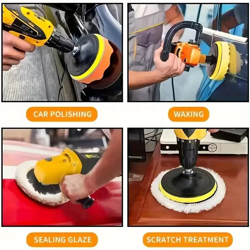 6Pcs/set Car Sponge Buffing Polishing Pads Kit High-quality Car Waxing Polisher Machine Cleaning Foam Pad Buffer Removes Scratch