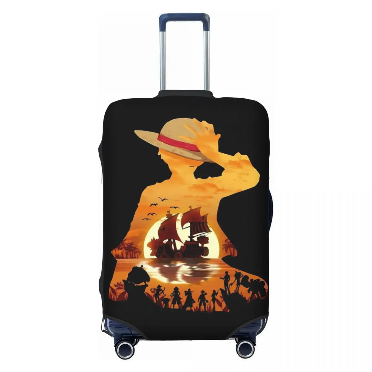 The Cheerful Pirate Flashing Victory Signs Suitcase Cover Flight Anime One Piece Elastic Luggage Case Cruise Trip Protection