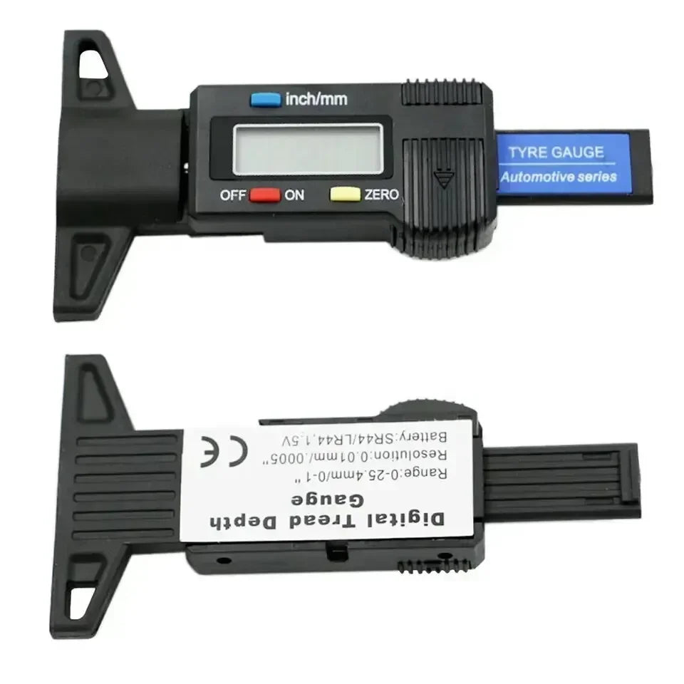 Digital LCD Tire Tread Depth Gauge Caliper 0-25mm, 1PC Auto Measuring Tool for Car Repair