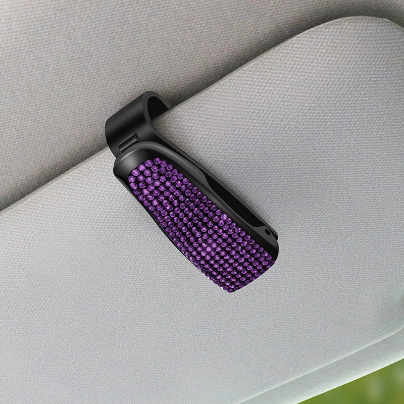 New Rhinestone Car Glasses Clip Car Sun Visor Glasses Case Sunglasses Bracket Card Bill Ticket Organizer Holder Auto Accessories