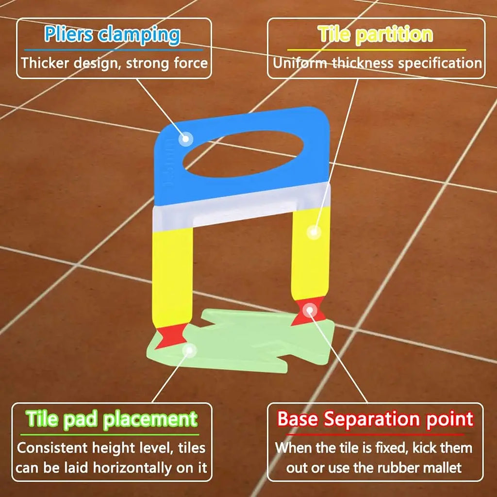 100pcs Set Tile Leveling System Wedges with Clips 1/25''(1mm) Professional Ceramic Tile and Stone Installation