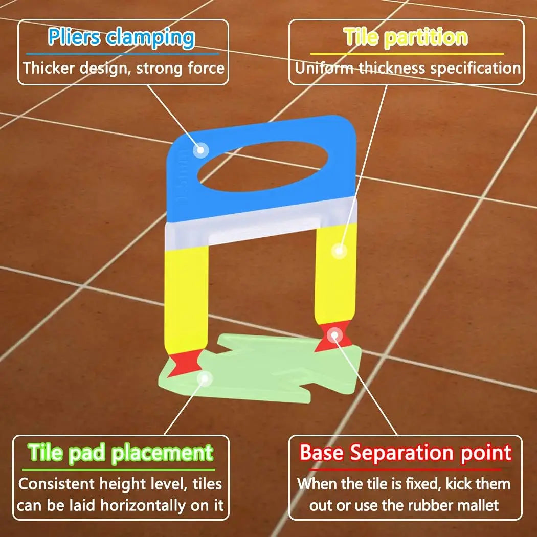 100pcs Set Tile Leveling System Wedges with Clips 1/25''(1mm) Professional Ceramic Tile and Stone Installation
