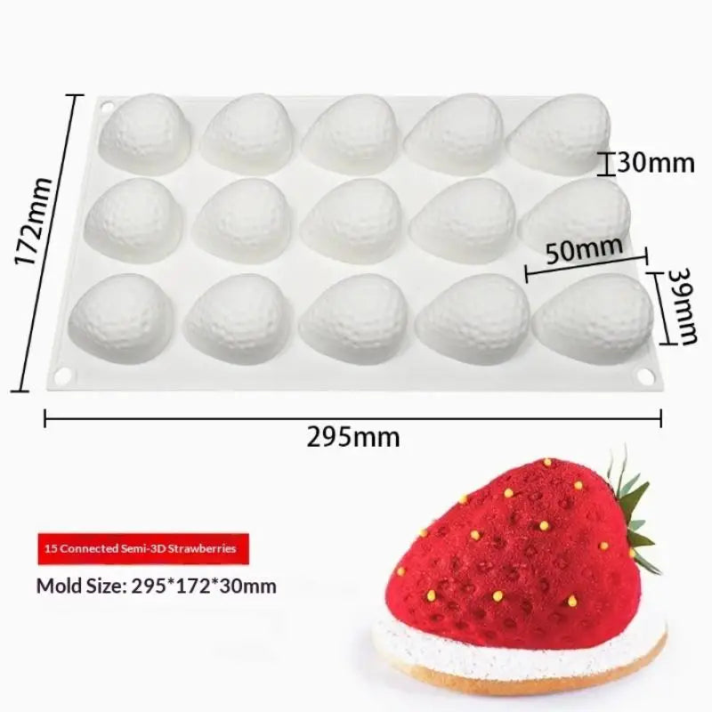 Strawberry Shaped Silicone Baking Mold Reusable Mousse Chocolate Dessert Cake Mold for DIY Pastry Making