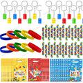 40Pcs Building Blocks Party Favors Building Blocks Keychain Slap Bracelets and Gift Bags for Kids Birthday Party Supplies