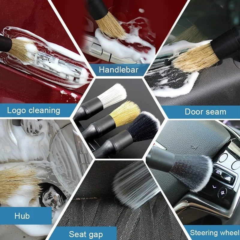 5Pcs Car Detailing Brush Set Soft Long Short Bristles Auto Interior Cleaning Brushes Car Air Vent Crevice Dust Removal Tool Dash